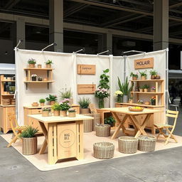 An artisanal fair stand design with an entirely organic and natural feel, without any barriers