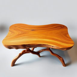 design of an organic and natural wooden exhibition table for displaying artisanal products