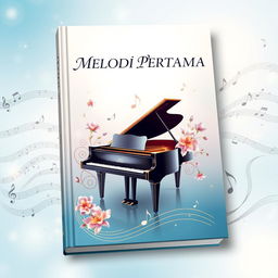 A captivating book cover design titled "MELODI PERTAMA"