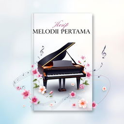 A captivating book cover design titled "MELODI PERTAMA"