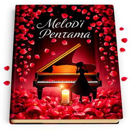 A romantic and visually striking book cover design titled "MELODI PERTAMA"