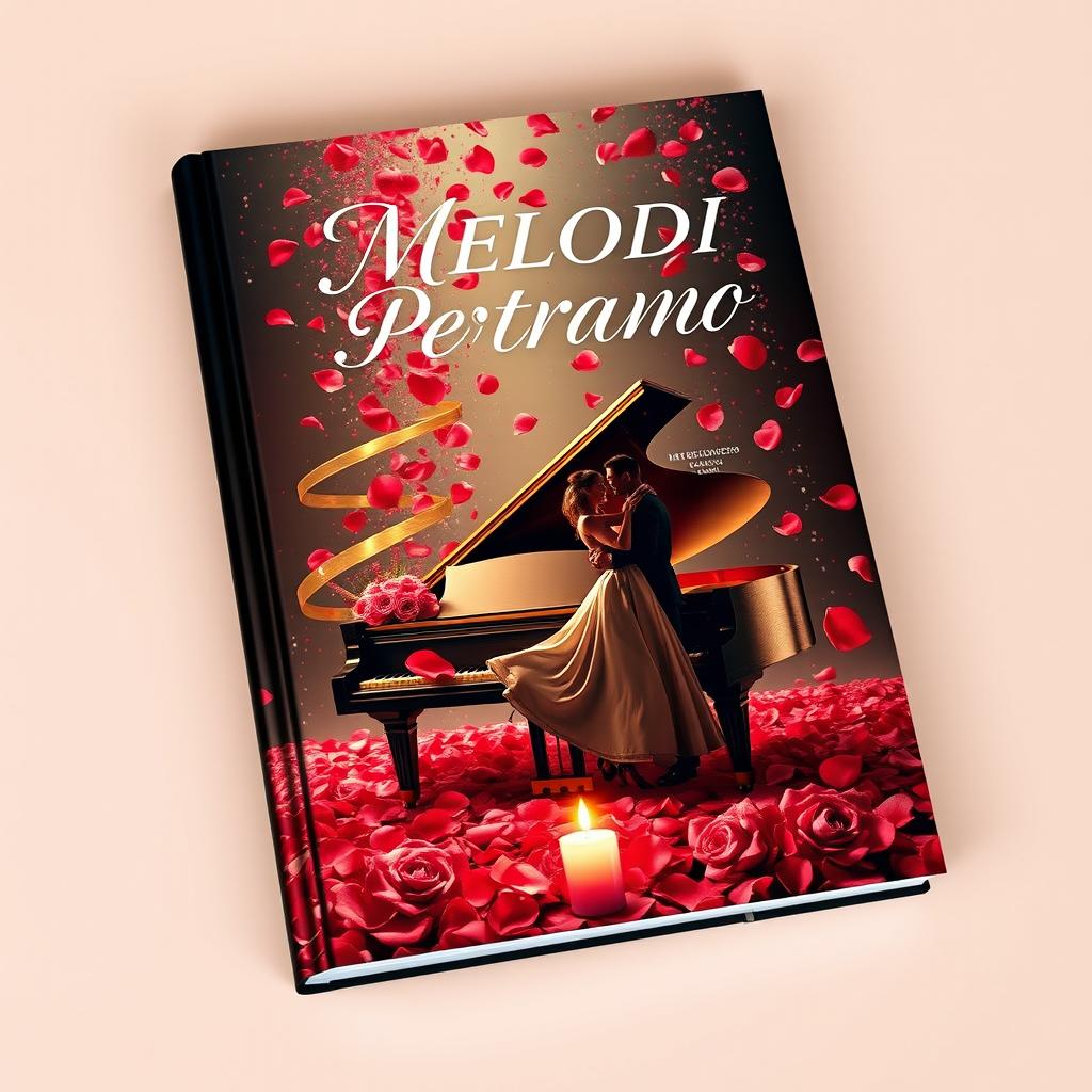 A romantic and visually striking book cover design titled "MELODI PERTAMA"