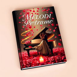 A romantic and visually striking book cover design titled "MELODI PERTAMA"