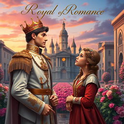A royal romance book cover depicting a charming prince and a plebeian girl
