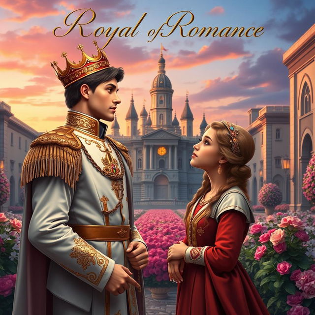 A royal romance book cover depicting a charming prince and a plebeian girl