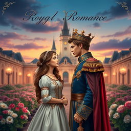 A royal romance book cover depicting a charming prince and a plebeian girl