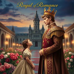 A royal romance book cover depicting a charming prince and a plebeian girl