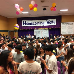 An engaging and vibrant scene of a high school auditorium filled with students