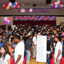 An engaging and vibrant scene of a high school auditorium filled with students