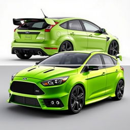 a fusion car design combining elements of the 2009 Ford Focus RS and the 2017 Ford Focus RS