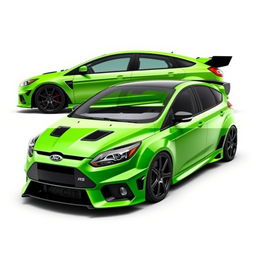 a fusion car design combining elements of the 2009 Ford Focus RS and the 2017 Ford Focus RS