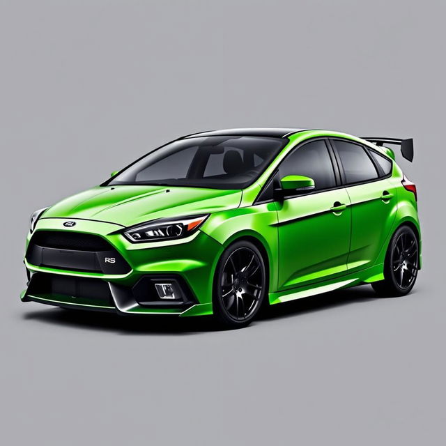 a fusion car design combining elements of the 2009 Ford Focus RS and the 2017 Ford Focus RS