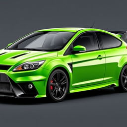 a fusion car design combining elements of the 2009 Ford Focus RS and the 2017 Ford Focus RS