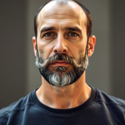 A Spanish man with a well-groomed beard, edited onto the body of the man in the provided photo, blending seamlessly to create a natural and realistic appearance