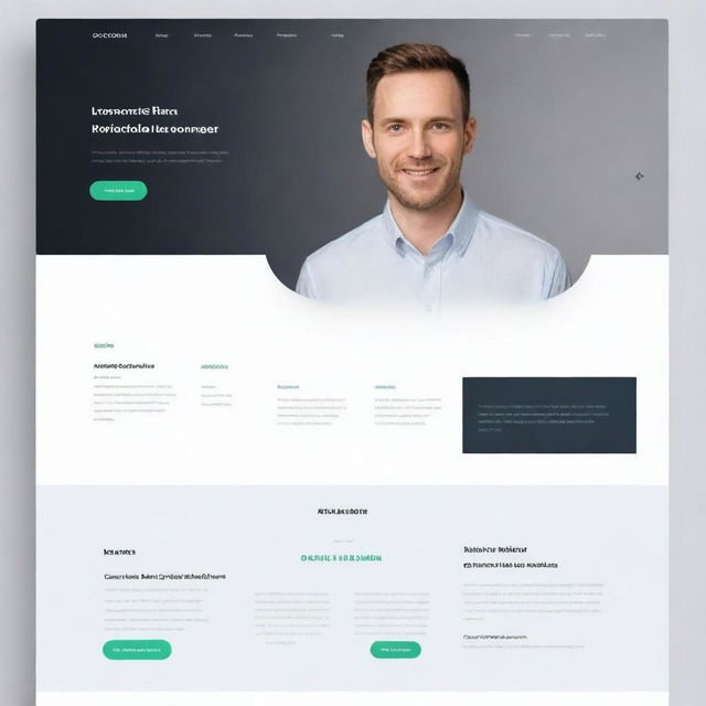 Professional web developer portfolio website design with clean, modern aesthetics. Features include a bio section, work experience, projects showcase, technologies stack, contact info, and blog page.