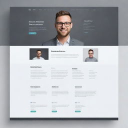 Professional web developer portfolio website design with clean, modern aesthetics. Features include a bio section, work experience, projects showcase, technologies stack, contact info, and blog page.