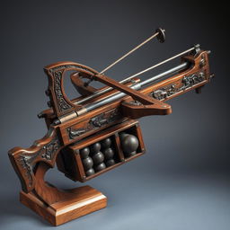 A medieval-themed explosive launcher resembling a crossbow