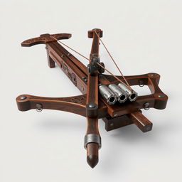 A medieval-inspired crossbow-shaped weapon designed for launching various explosives