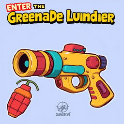 A detailed illustration of the Grenade Launcher from the game 'Enter the Gungeon