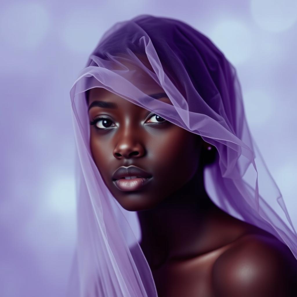 A book cover design featuring a black young adult woman wearing a delicate veil that subtly covers her eyes