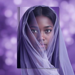 A book cover design featuring a black young adult woman wearing a delicate veil that subtly covers her eyes