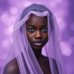 A book cover design featuring a black young adult woman wearing a delicate veil that subtly covers her eyes