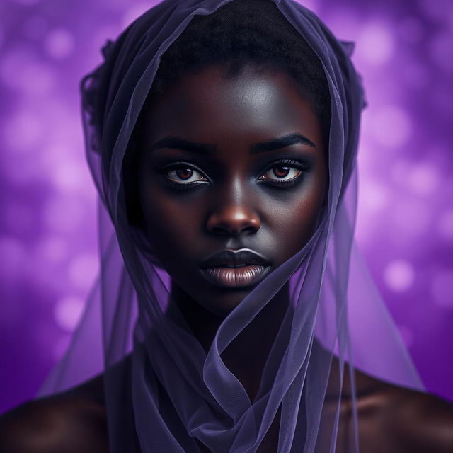 A captivating book cover featuring a black young adult woman with a veil covering her eyes, symbolizing a theme of sexual purity