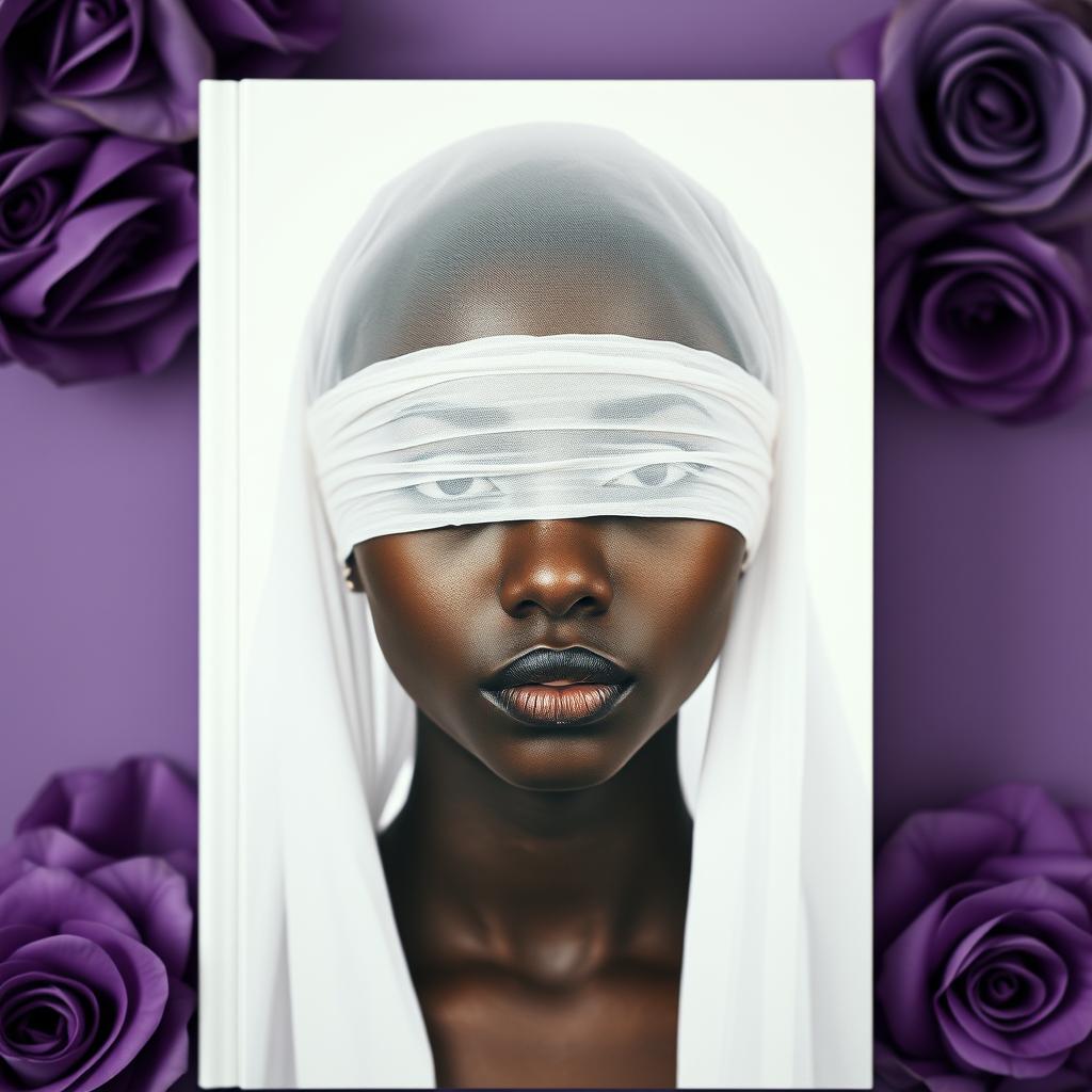 A plain book cover featuring a black young adult wearing a veil that covers her eyes, embodying the theme of sexual purity