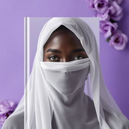 A plain book cover featuring a black young adult wearing a veil that covers her eyes, embodying the theme of sexual purity