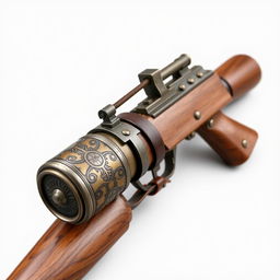 A hand grenade launcher set in a medieval theme, capable of launching a single explosive capsule