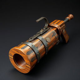 A medieval-themed hand grenade launcher with an explosive front-loading mechanism