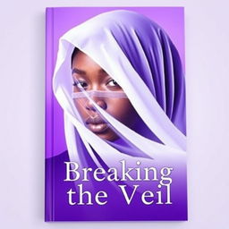 A plain book cover titled "Breaking the Veil" featuring a black young adult with a white veil that covers her eyes, symbolizing sexual purity