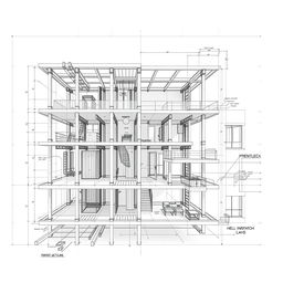 An intricate architectural plan showcasing the structure of a modern building