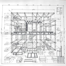 An intricate architectural plan showcasing the structure of a modern building