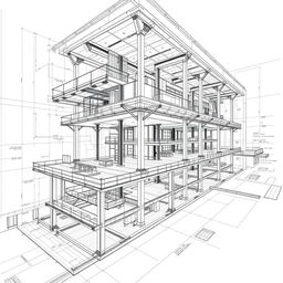 An intricate architectural plan showcasing the structure of a modern building