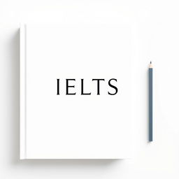 a minimalist cover design for a book featuring the prominently displayed title "IELTS" with ample space for branding