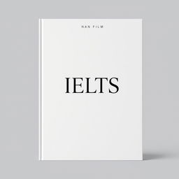 a minimalist cover design for a book featuring the prominently displayed title "IELTS" with ample space for branding