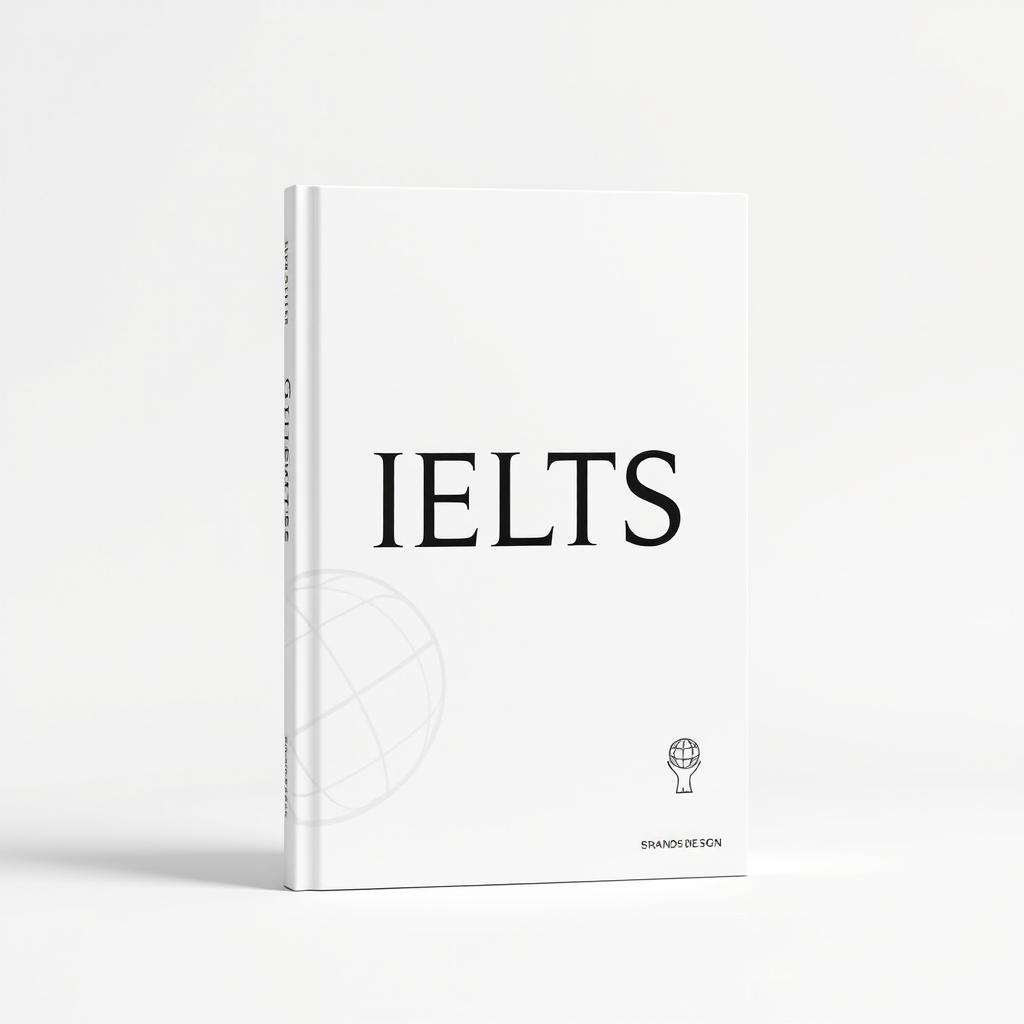 a minimalist cover design for a book featuring the prominently displayed title "IELTS" with ample space for branding