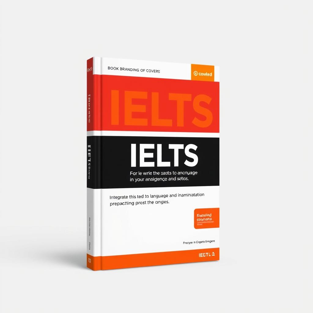 a minimalist cover design for a book featuring the prominently displayed title "IELTS" with designated space for book branding