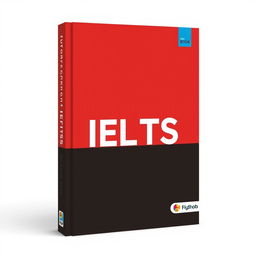 a minimalist cover design for a book featuring the prominently displayed title "IELTS" with designated space for book branding