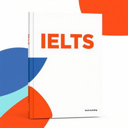 a minimalist cover design for a book featuring the prominently displayed title "IELTS" with designated space for book branding