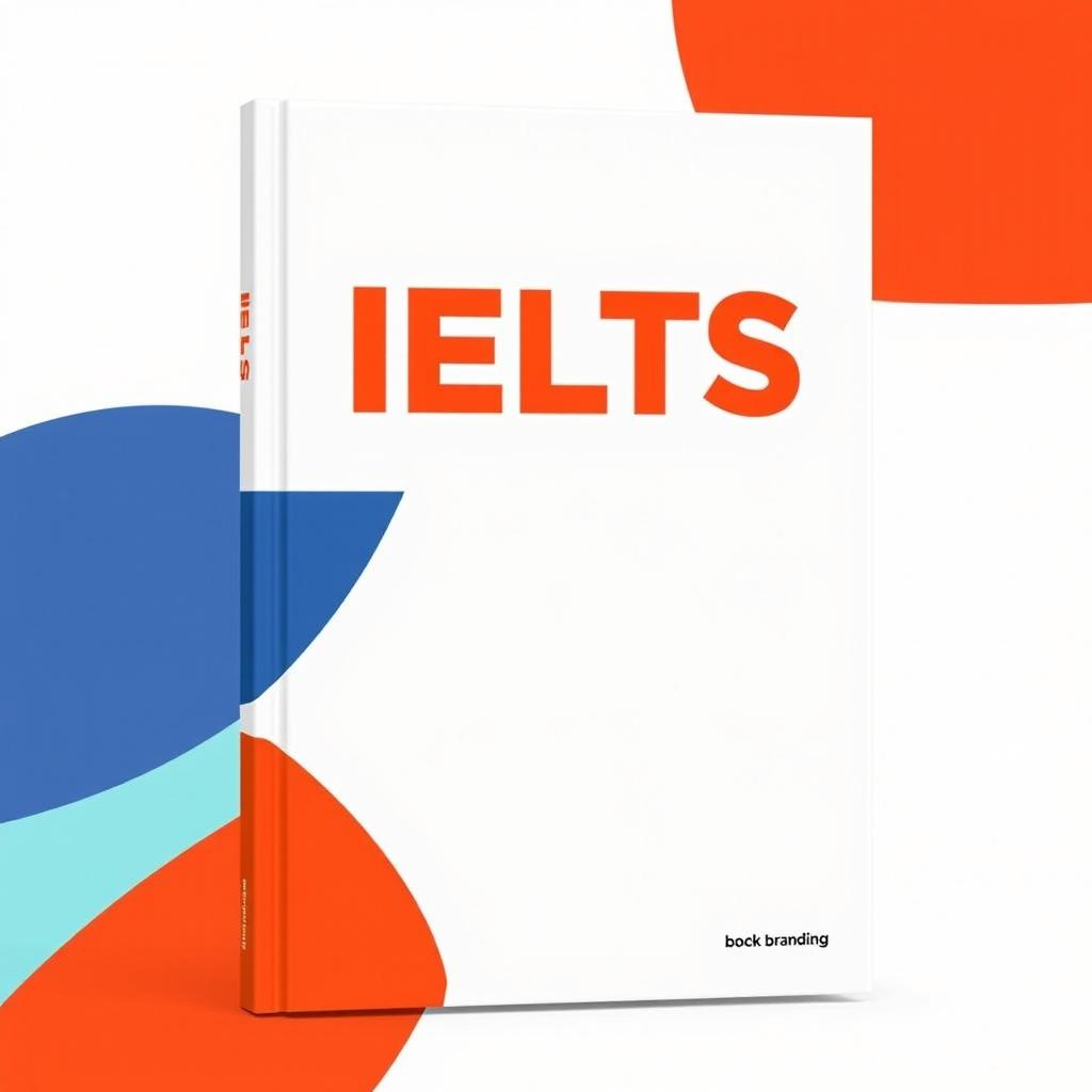 a minimalist cover design for a book featuring the prominently displayed title "IELTS" with designated space for book branding