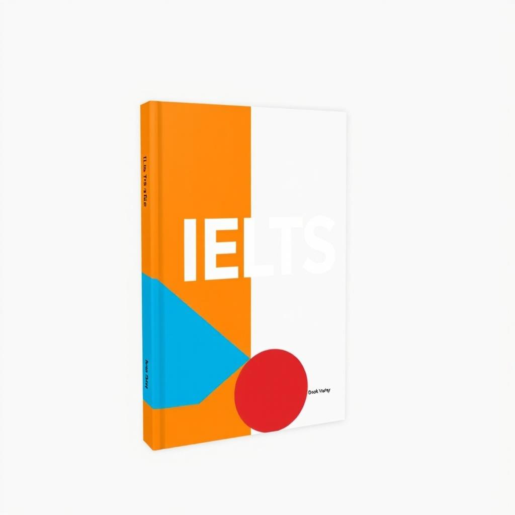 a minimalist cover design for a book featuring the prominently displayed title "IELTS" with designated space for book branding