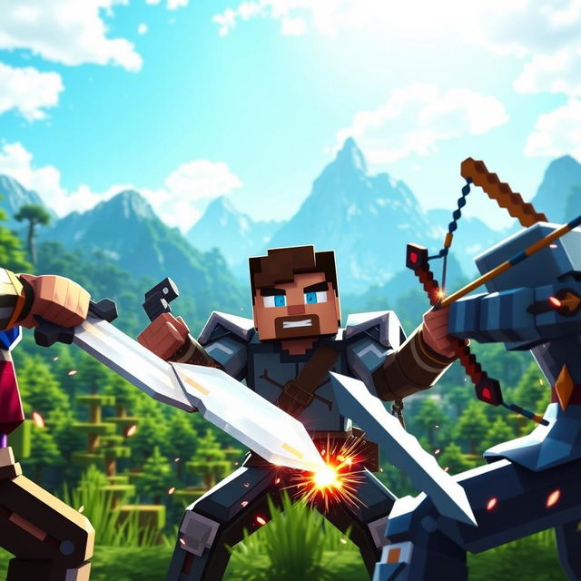 A dynamic and engaging Minecraft PvP thumbnail showcasing a player returning to the game