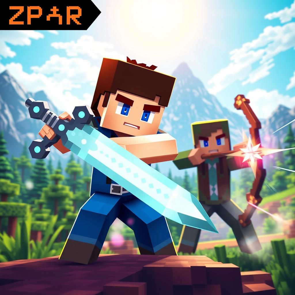 A captivating Minecraft PvP thumbnail in the style of YouTuber zPrah, featuring the theme of 'return to PvP'