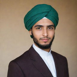 A handsome young Islamic scholar wearing a turban