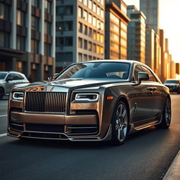 A custom two-door Rolls Royce with a much shorter and lower profile compared to traditional models