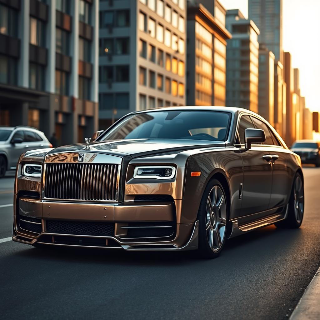 A custom two-door Rolls Royce with a much shorter and lower profile compared to traditional models