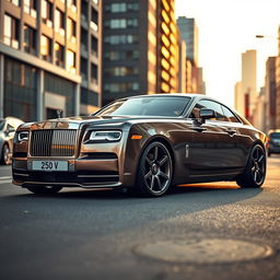 A custom two-door Rolls Royce with a much shorter and lower profile compared to traditional models