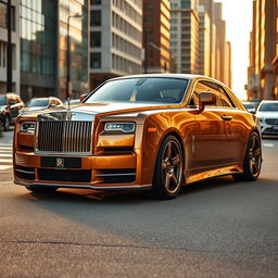 A custom two-door Rolls Royce with a much shorter and lower profile compared to traditional models